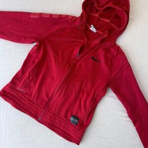 Nike Elite Therma-Fit Hoodie Red Full‎ Zip Fleece Youth XL